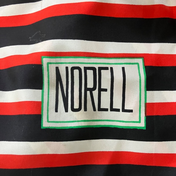 NORELL Silk Red and Black Checker and Stripe Print Fringe Hem Scarf Shawl - Picture 5 of 7